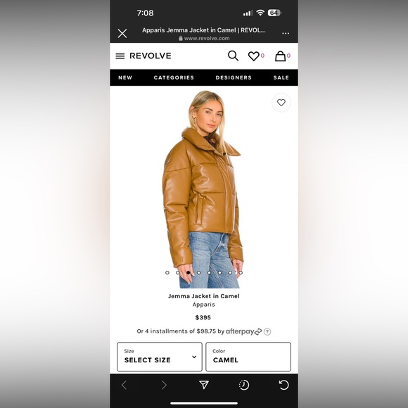 Apparis Brown Leather Puff Coat - Picture 4 of 9